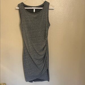 Leith Charcoal Gray Knit Ruched Sleeveless Dress M
